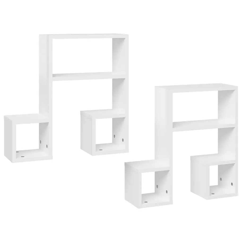 Wall Shelves Music Note Shape White 50x15x50 cm Set of 2 Display Storage