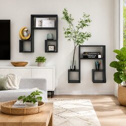 Black Music Note Wall Shelf 50x15x50 cm for Display Storage