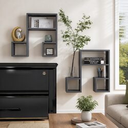 Grey Music Note Wall Shelves – Functional Design