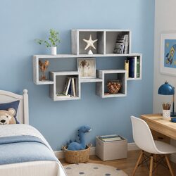 Grey Engineered Wood Car-Shaped Wall Shelf