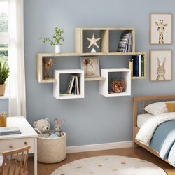 Car-Shaped Wall Shelf with White Sonoma Oak Finish
