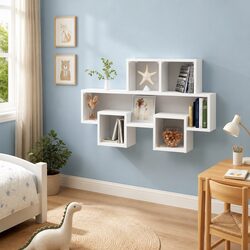 White Engineered Wood Car-Shaped Wall Shelf