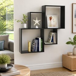 Open Compartment Wall Cube Shelf in Grey