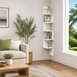 Corner Shelf White Storage Display Unit Specifications