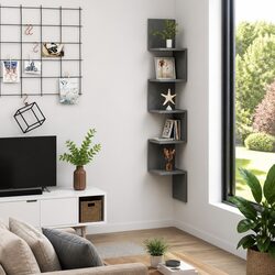 Wall Corner Shelf in Grey for Efficient Storage