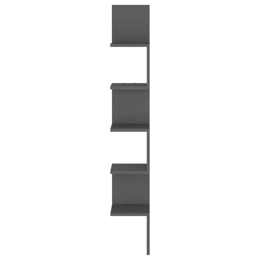 Grey Corner Wall Shelf Storage Unit Engineered Wood Compact Display Unit for Home