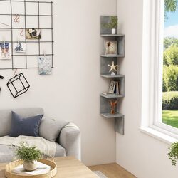 Engineered Wood Corner Shelf in Grey for Display Needs