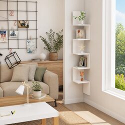 Corner Wall Shelf in White High Gloss Finish