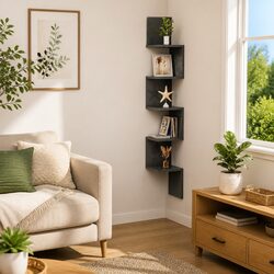 Functional Grey High Gloss Corner Shelf