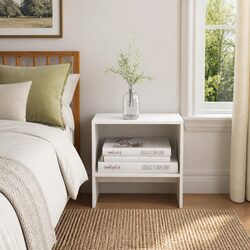 Set of 2 Bedside Cabinets - Solid Pinewood, White Finish
