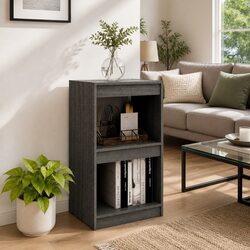 Solid Pinewood Book Cabinet Grey 40x30x71.5cm