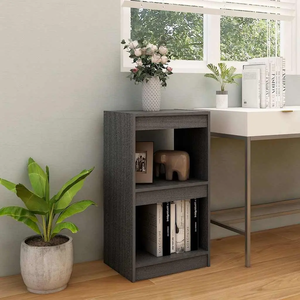 Grey Book Cabinet Solid Pinewood Display Unit Shelving Storage 40x30x71.5cm