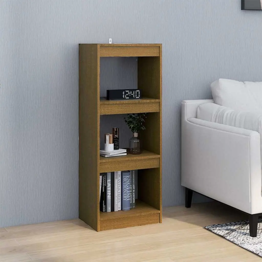 Book Cabinet Room Divider Storage Unit Brown Solid Pinewood 40x30x103.5cm