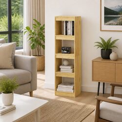Pinewood Book Cabinet Room Divider with 4 Compartments