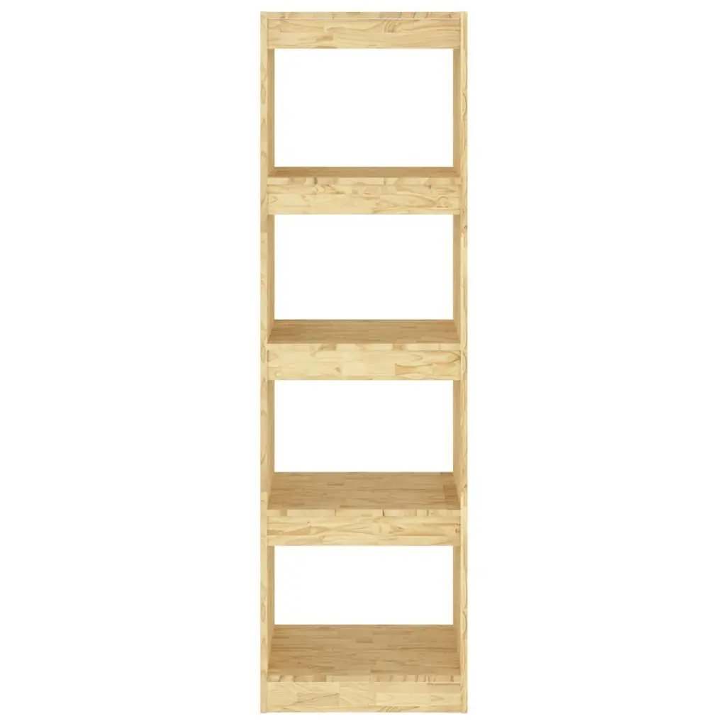 Wooden Bookcase Storage Unit Room Divider 4 Compartments Brown Pinewood