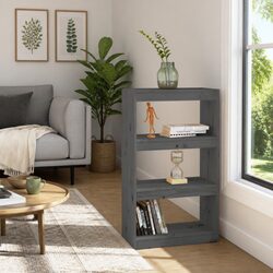 Book Cabinet Room Divider in Grey 60x30x103.5 cm, Solid Pine Wood