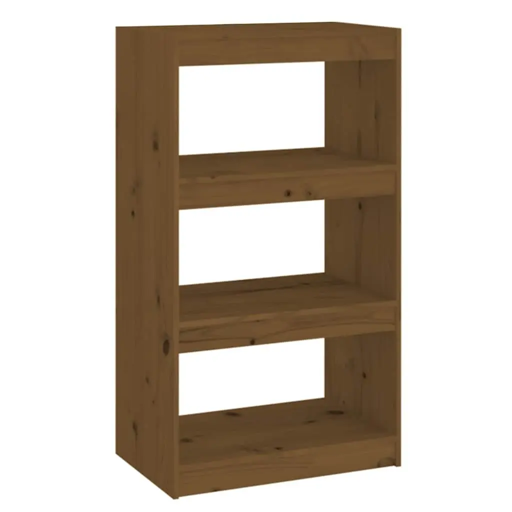 Wooden Bookshelf Room Divider 3 Compartments Honey Brown