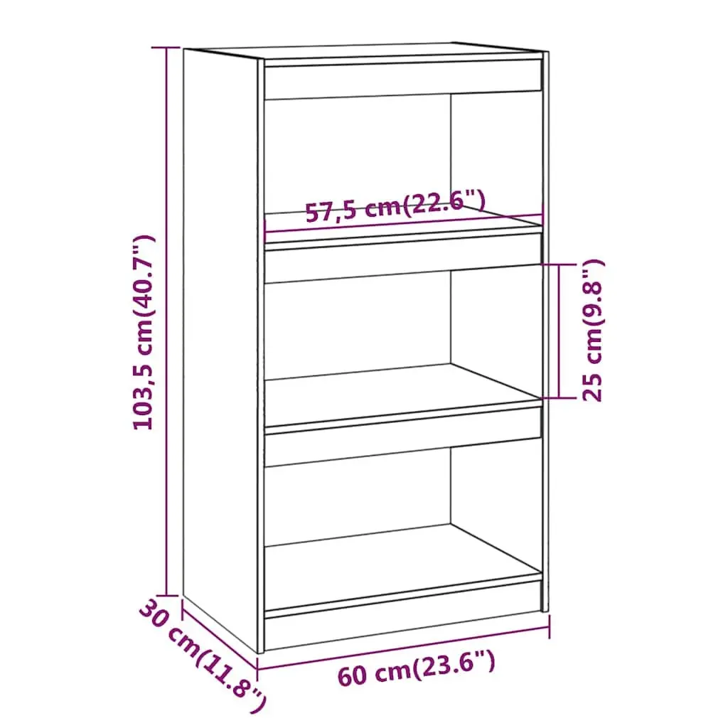 Wooden Bookshelf Room Divider 3 Compartments Honey Brown