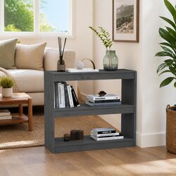 Book Cabinet and Room Divider in Grey Solid Pinewood
