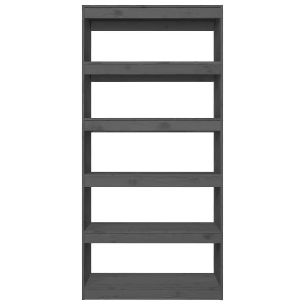Bookcase Room Divider Grey Solid Pine Wood 80x30x167.4 cm Sturdy Storage Unit