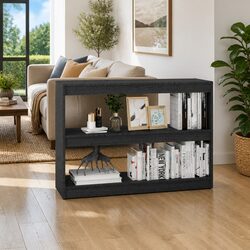 Wooden Room Divider Book Cabinet in Grey Finish