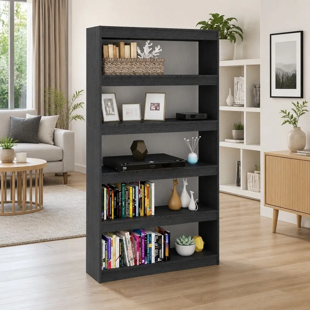 Pinewood Storage Shelf Stand Grey Room Divider Bookshelf 100x30x1675cm