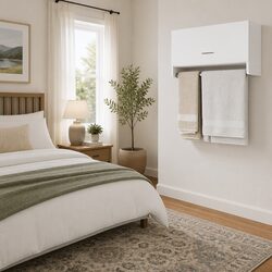 Compact White Wardrobe Storage Cabinet with Hanger Bar