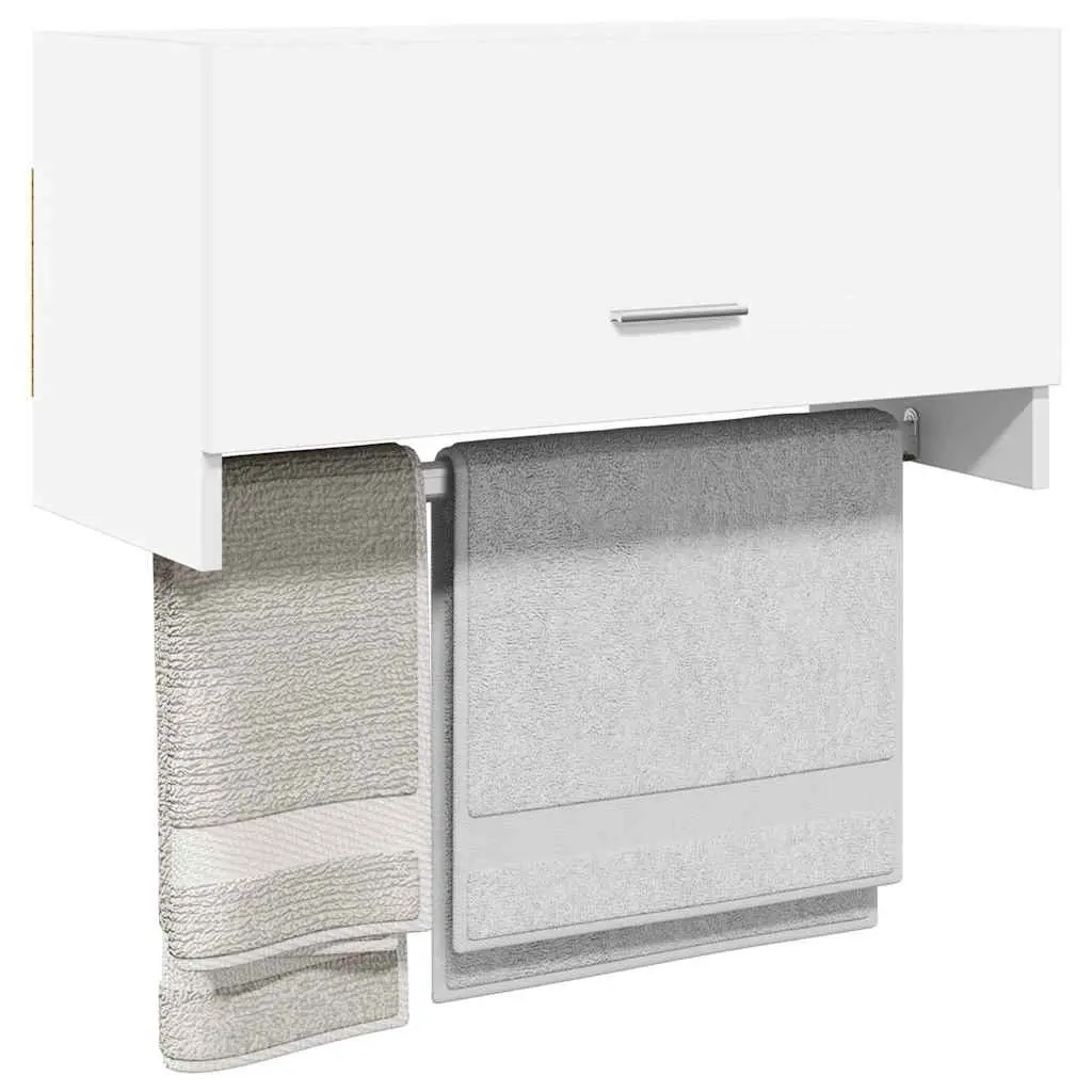 Wardrobe Storage Cabinet with Hanger Bar Engineered Wood White