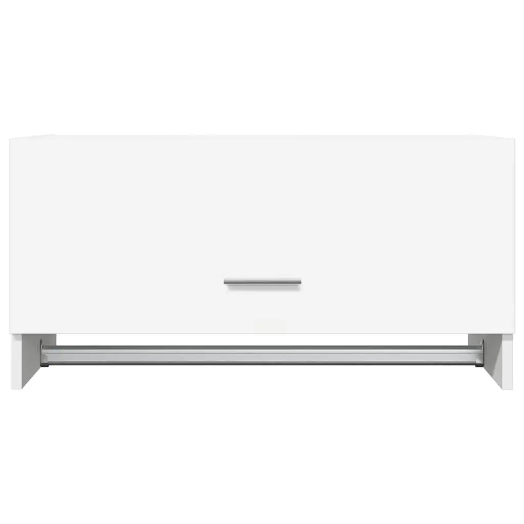 Wardrobe Storage Cabinet with Hanger Bar Engineered Wood White