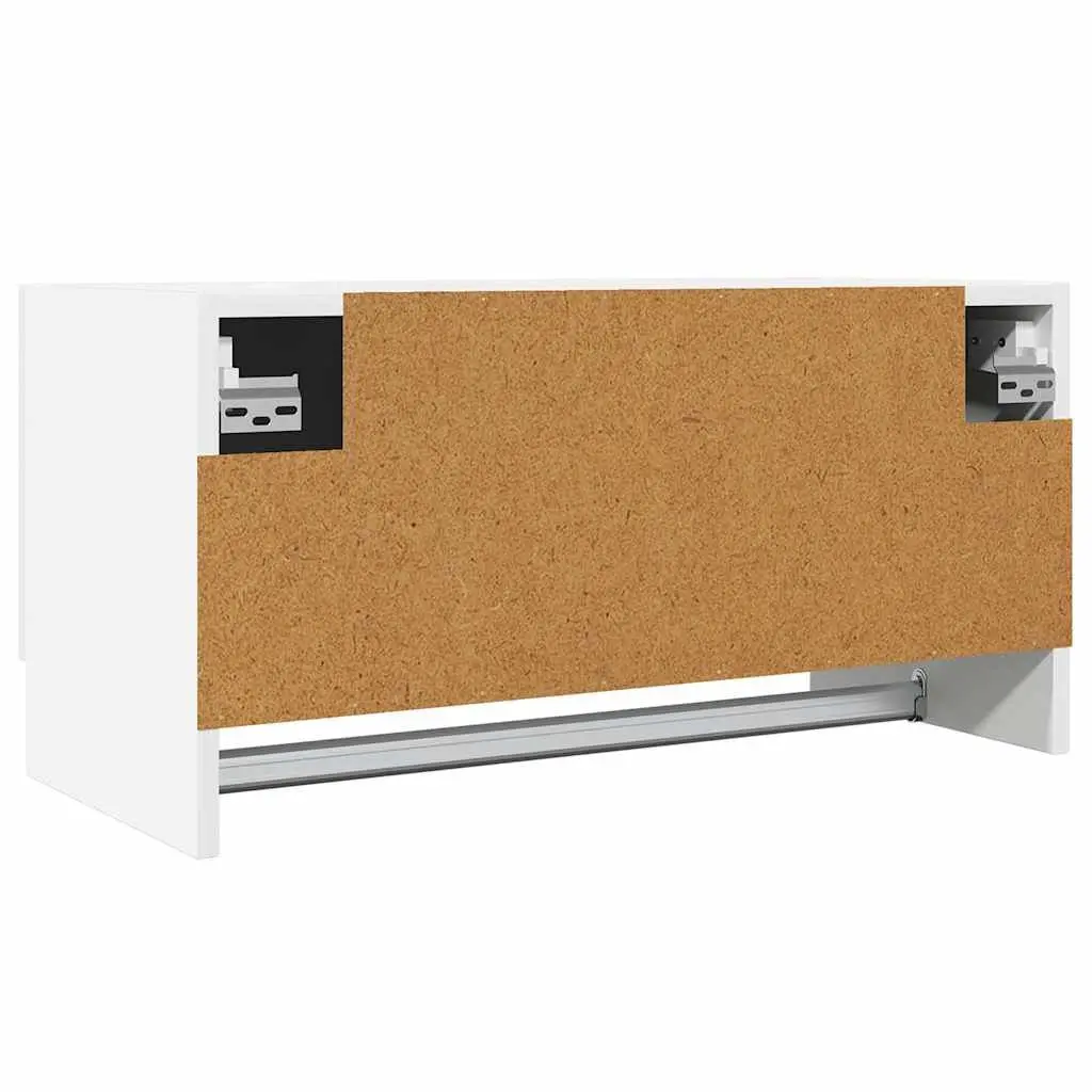 Wardrobe Storage Cabinet with Hanger Bar Engineered Wood White