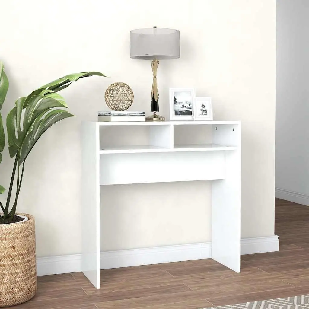 Console Table Compact Storage White 78L x 30W x 80H cm