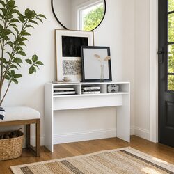 Compact Console Table in White Engineered Wood