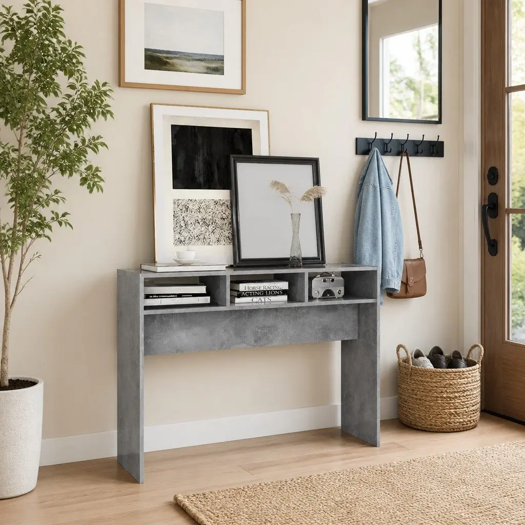 Console Table Compact Storage Display Grey