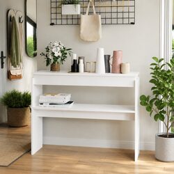 Compact White Console Table with Storage for Tight Spaces