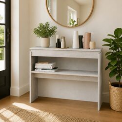 Compact Grey Console Table for Entryway 102x30x80cm