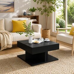 Engineered Wood Black Square Coffee Table Specifications