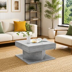 Concrete Effect Coffee Table 57x57x30 cm with Engineered Wood Frame