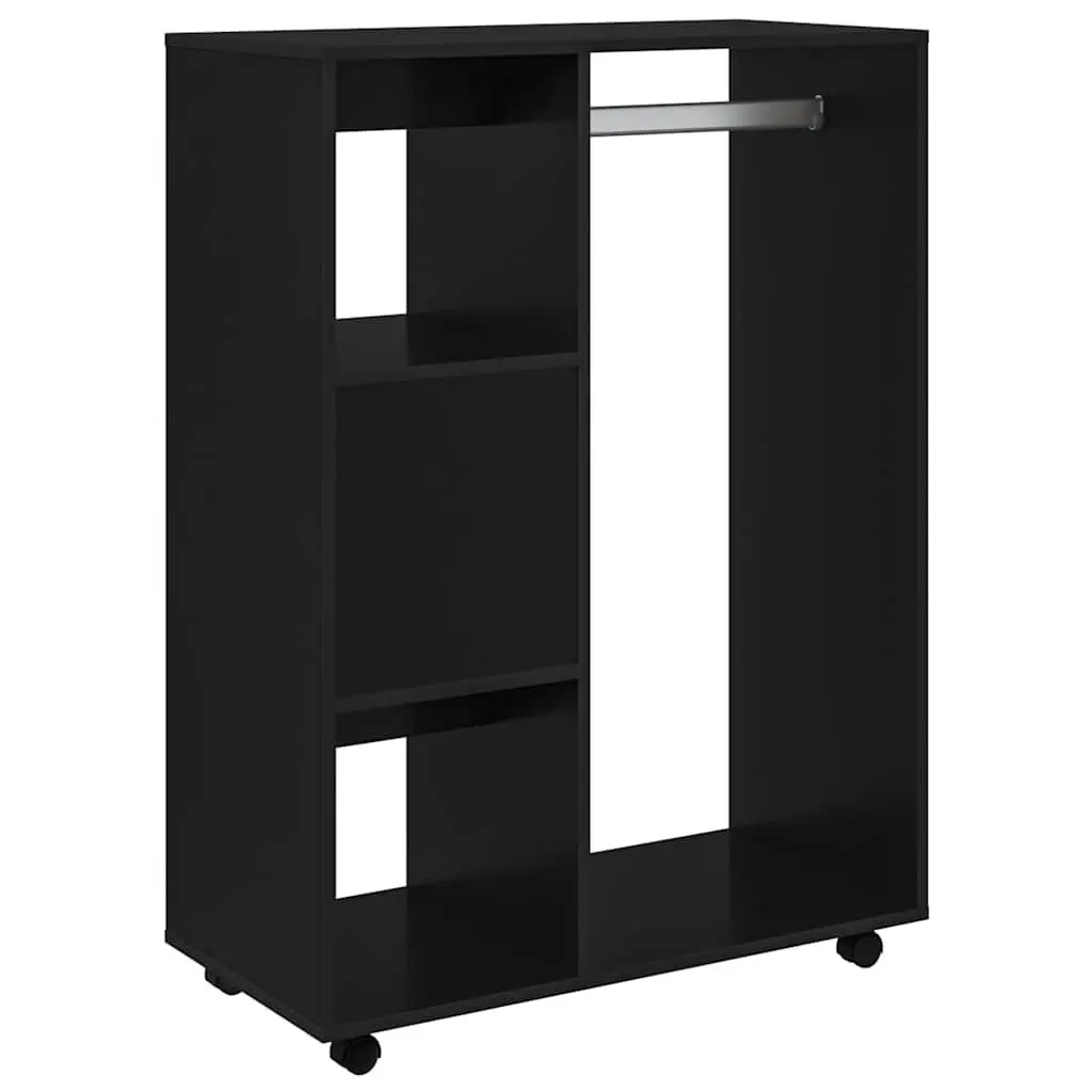 Wardrobe Cabinet Open Compartment 80W x 40D x 110H cm Black Engineered Wood Storage Cupboard
