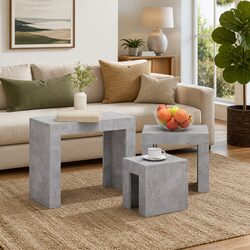 Stackable Nesting Coffee Tables Set of 3 in Grey