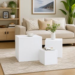 3-Piece White Accent Side Tables Set for Practical Use