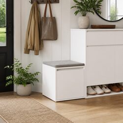 White Engineered Wood Storage Chest Box 40.5x40x40cm
