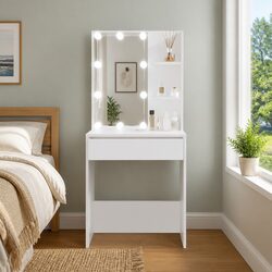 LED Mirror Light Dressing Table with Storage Solutions