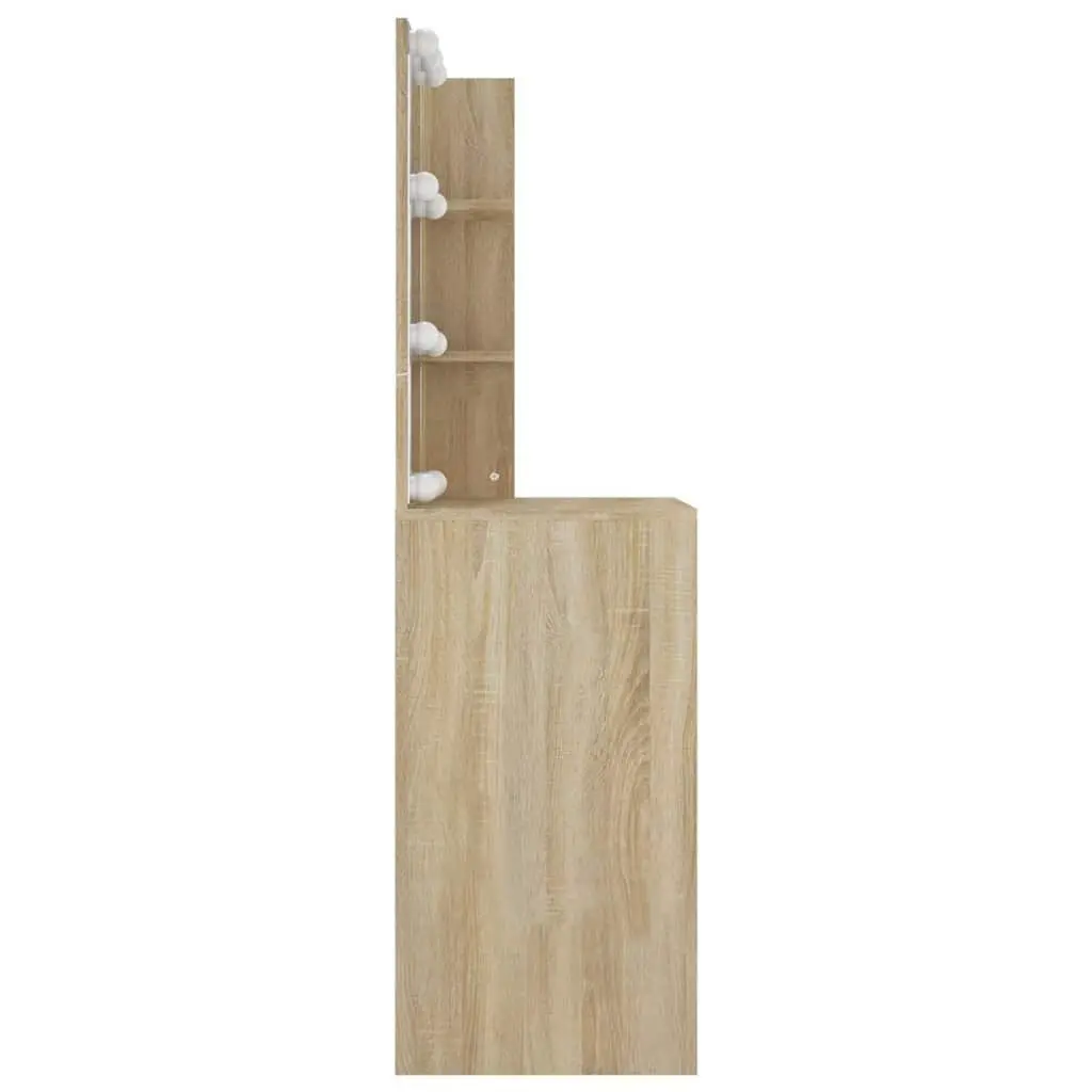 Dressing Table with LED Mirror Storage 60W x 40D x 140H cm Brown Sonoma Oak