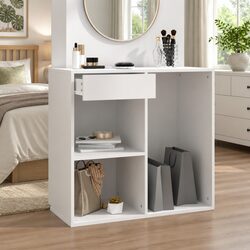 White Bathroom Makeup Organizer with Drawer Compartment