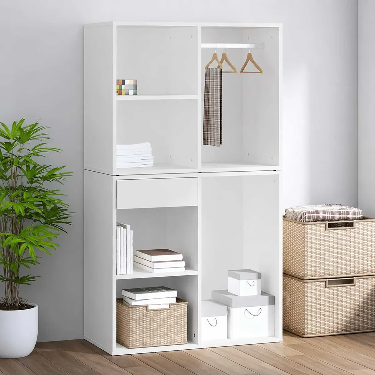 Dressing Cabinet Engineered Wood Smooth Surface Spacious White