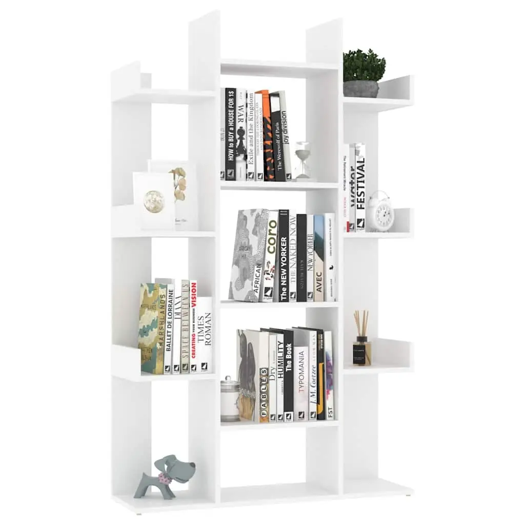 Book Cabinet White 13 Compartments Storage Shelving Unit Engineered Wood