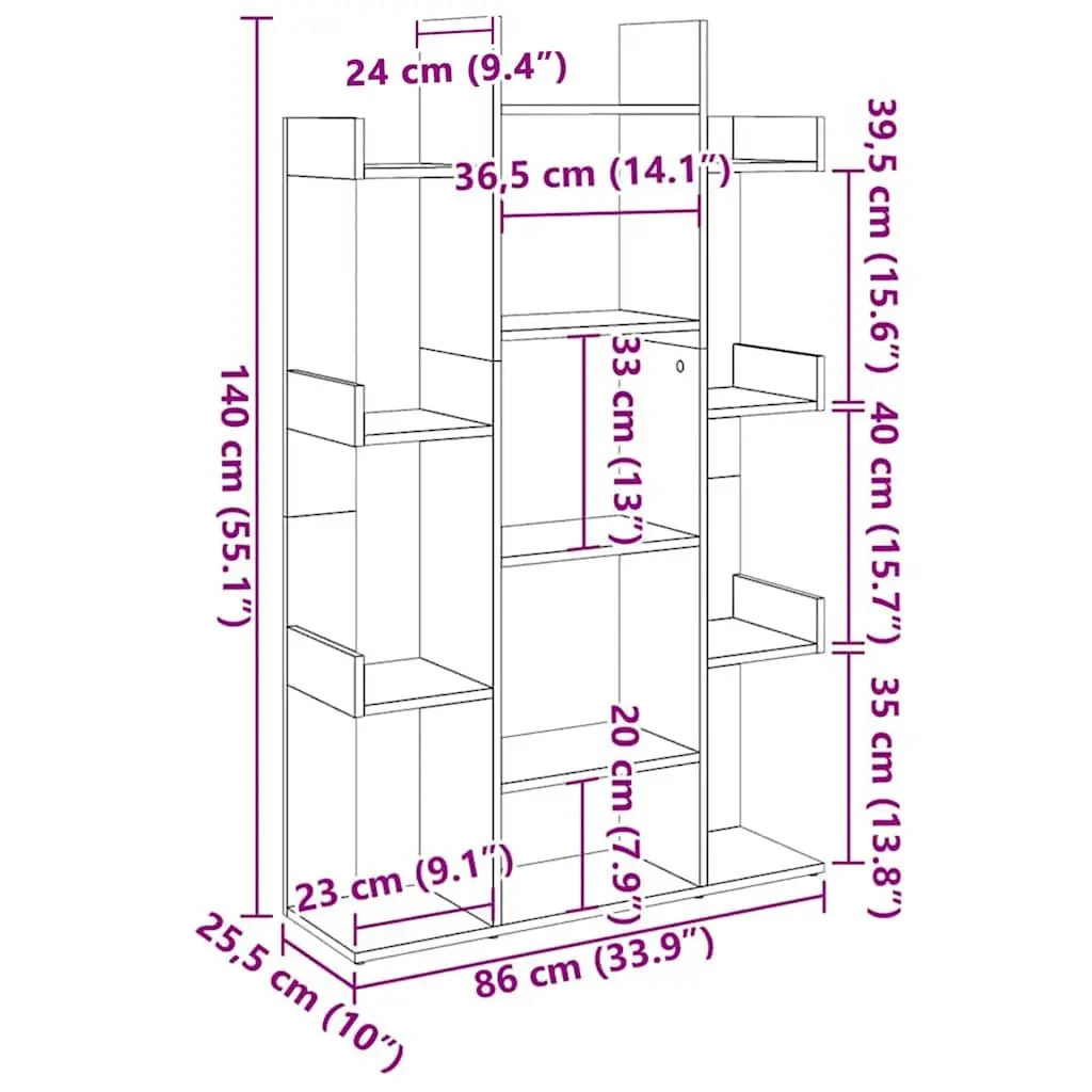 Book Cabinet White 13 Compartments Storage Shelving Unit Engineered Wood