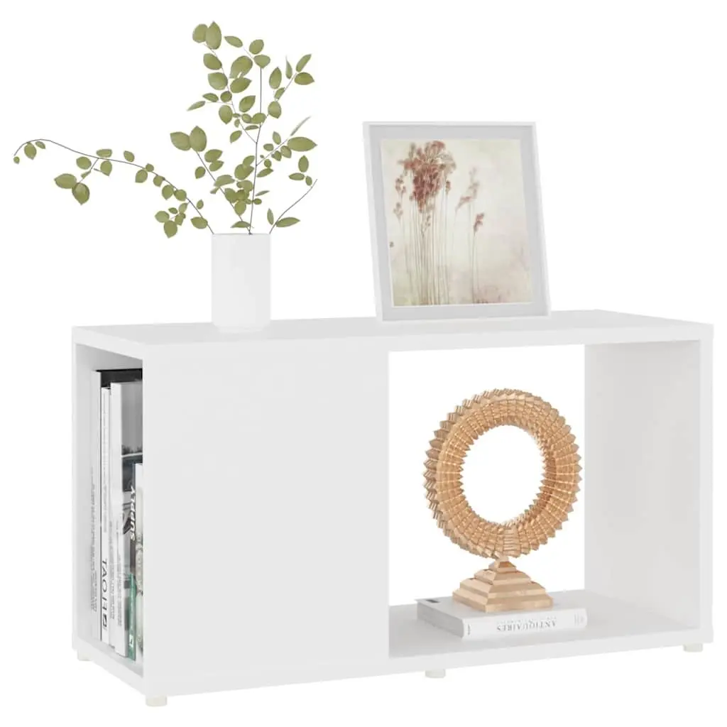 Open Shelving Unit TV Cabinet Engineered Wood White 60W x 24D x 32H cm Storage Furniture