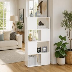 Functional White Storage Shelving Unit 60x24x124.5cm