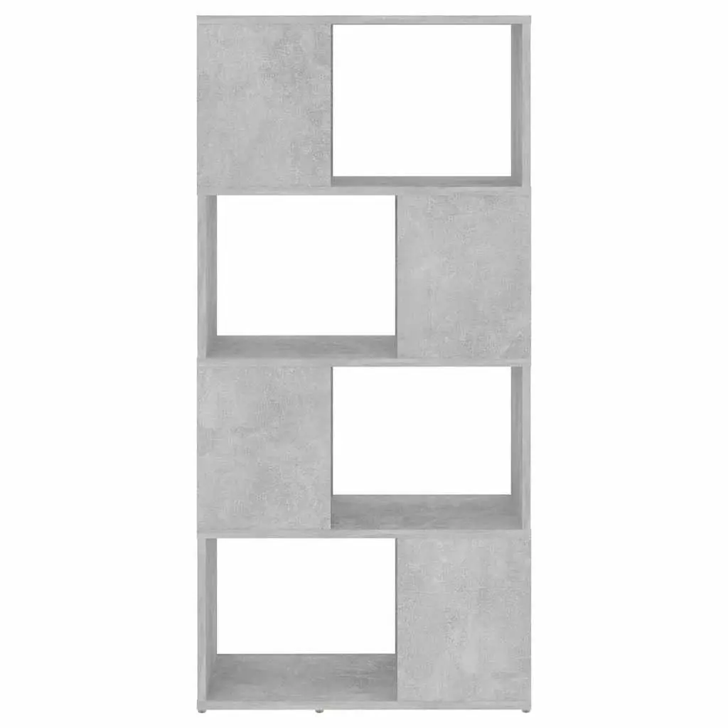 Grey Room Divider Shelving Unit 4 Compartment Storage Book Cabinet